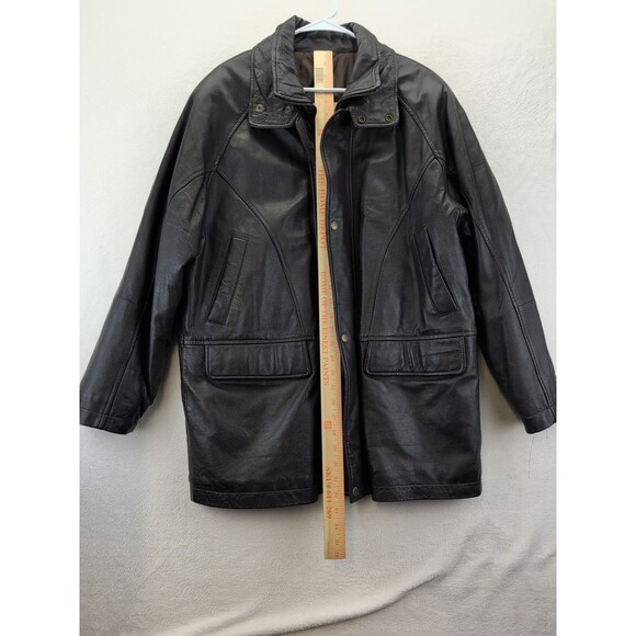 California L.A. Leather Brown Bomber Style Jacket Medium Zip & Button Closures - Picture 11 of 16